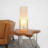 Oak Wood Mid-Century Modern Table Lamp with Rattan Shade - Sleep Galleria