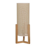 Oak Wood Mid-Century Modern Table Lamp with Rattan Shade - Sleep Galleria