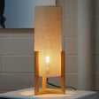 Oak Wood Mid-Century Modern Table Lamp with Rattan Shade - Sleep Galleria