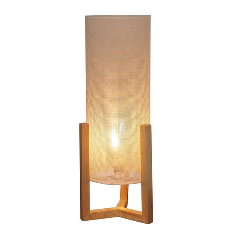 Oak Wood Mid - Century Modern Table Lamp with Rattan Shade - Driftwood - Sleep Galleria