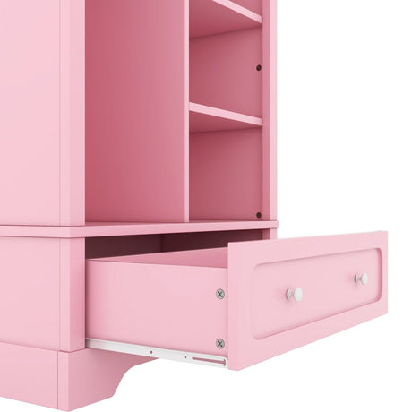 Open Children's Wardrobe With Hanging Rod Drawer - Driftwood - Sleep Galleria