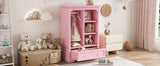 Open Children's Wardrobe With Hanging Rod Drawer - Driftwood - Sleep Galleria