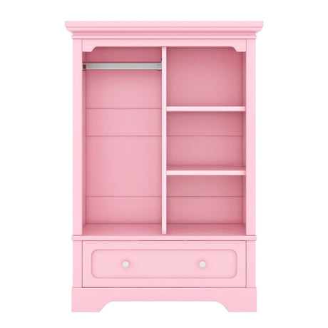 Open Children's Wardrobe With Hanging Rod Drawer - Driftwood - Sleep Galleria