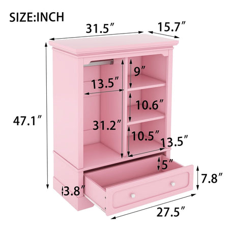 Open Children's Wardrobe With Hanging Rod Drawer - Driftwood - Sleep Galleria