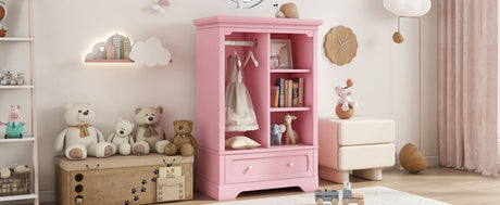 Open Children's Wardrobe With Hanging Rod Drawer - Driftwood - Sleep Galleria