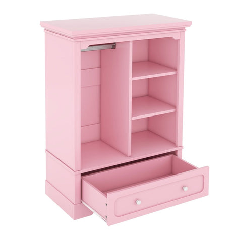 Open Children's Wardrobe With Hanging Rod Drawer - Driftwood - Sleep Galleria