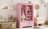 Open Children's Wardrobe With Hanging Rod Drawer - Driftwood - Sleep Galleria