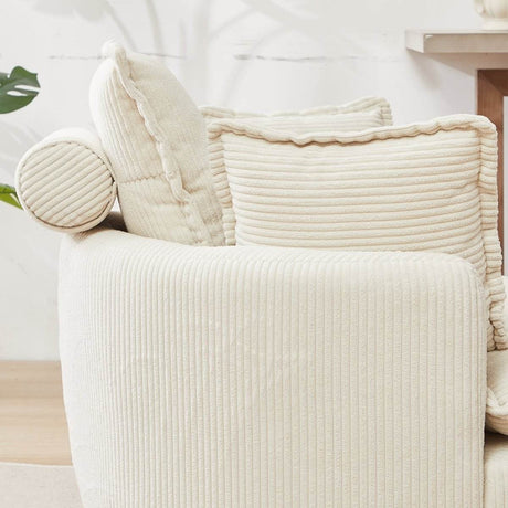Oversized Modern Corduroy Swivel Chair With Ottoman - Sleep Galleria