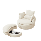 Oversized Modern Corduroy Swivel Chair With Ottoman - Sleep Galleria