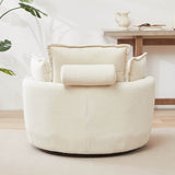 Oversized Modern Corduroy Swivel Chair With Ottoman - Sleep Galleria