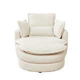 Oversized Modern Corduroy Swivel Chair With Ottoman - Sleep Galleria