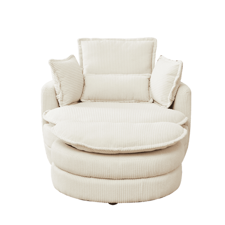 Oversized Modern Corduroy Swivel Chair With Ottoman - Sleep Galleria
