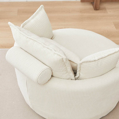 Oversized Modern Corduroy Swivel Chair With Ottoman - Sleep Galleria