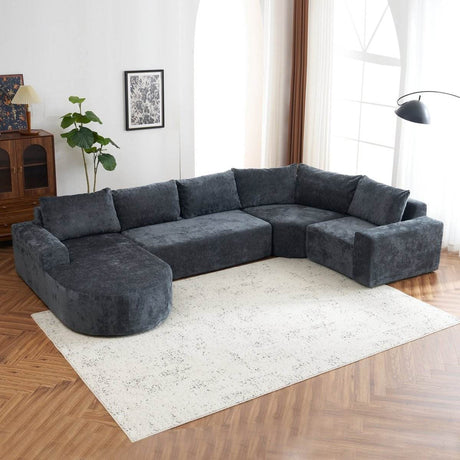 Oversized Modular Sectional Sofa Set Grey Chenille - Driftwood - Sleep Galleria