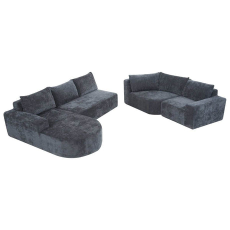 Oversized Modular Sectional Sofa Set Grey Chenille - Driftwood - Sleep Galleria