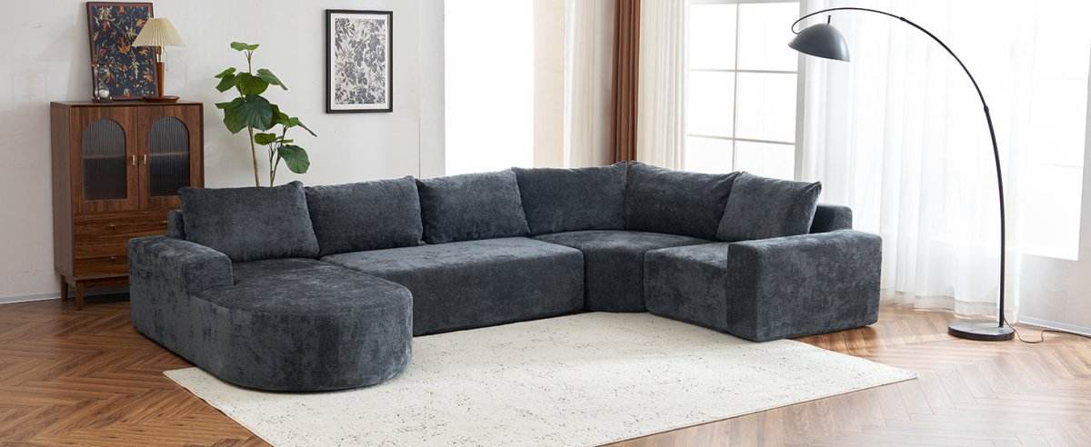 Oversized Modular Sectional Sofa Set Grey Chenille - Sleep Galleria