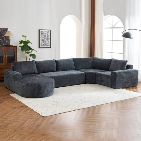 Oversized Modular Sectional Sofa Set Grey Chenille - Driftwood - Sleep Galleria