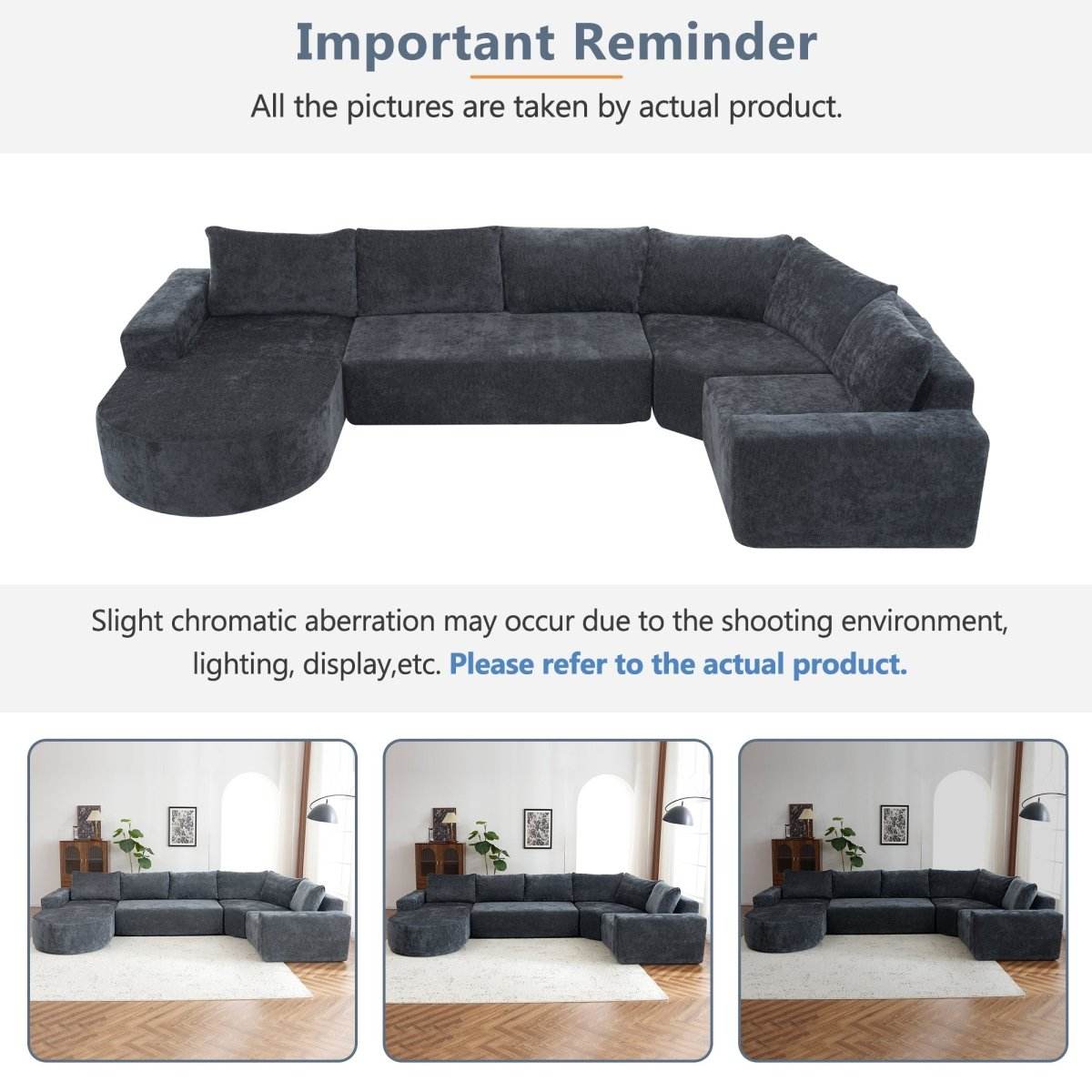 Oversized Modular Sectional Sofa Set Grey Chenille - Sleep Galleria