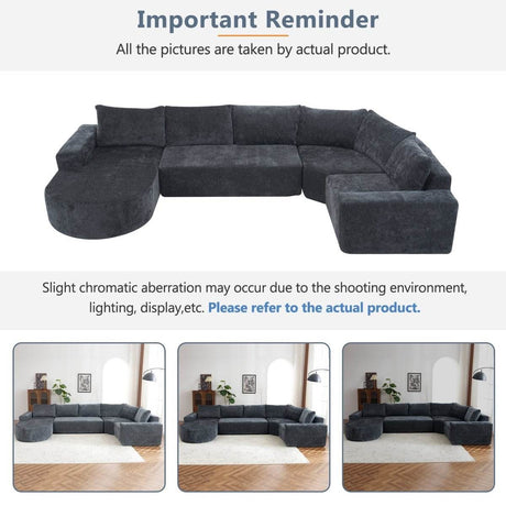 Oversized Modular Sectional Sofa Set Grey Chenille - Driftwood - Sleep Galleria