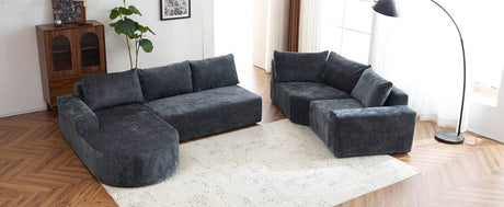 Oversized Modular Sectional Sofa Set Grey Chenille - Driftwood - Sleep Galleria