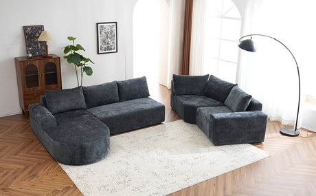 Oversized Modular Sectional Sofa Set Grey Chenille - Driftwood - Sleep Galleria
