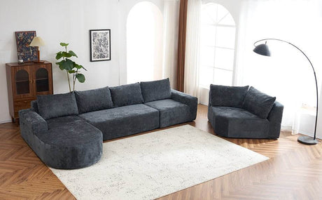 Oversized Modular Sectional Sofa Set Grey Chenille - Driftwood - Sleep Galleria