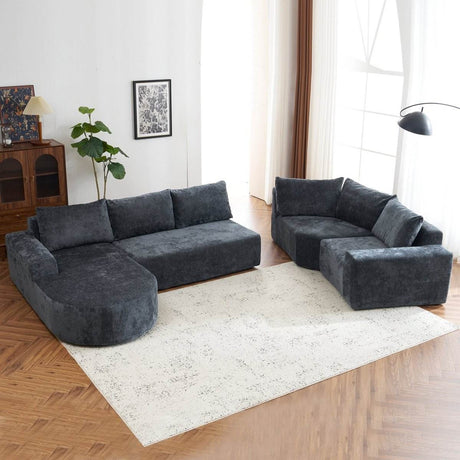 Oversized Modular Sectional Sofa Set Grey Chenille - Driftwood - Sleep Galleria