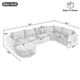 Oversized Modular Sectional Sofa Set Grey Chenille - Sleep Galleria