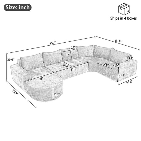 Oversized Modular Sectional Sofa Set Grey Chenille - Driftwood - Sleep Galleria