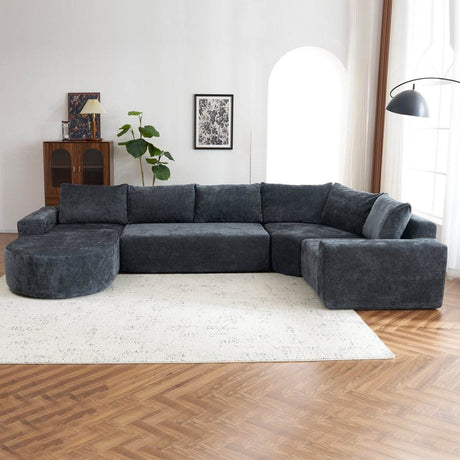 Oversized Modular Sectional Sofa Set Grey Chenille - Driftwood - Sleep Galleria