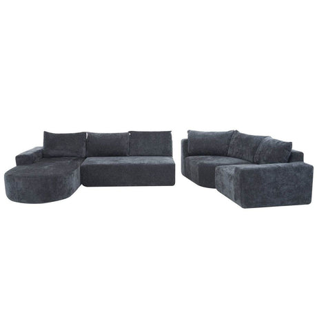 Oversized Modular Sectional Sofa Set Grey Chenille - Driftwood - Sleep Galleria