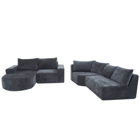 Oversized Modular Sectional Sofa Set Grey Chenille - Driftwood - Sleep Galleria