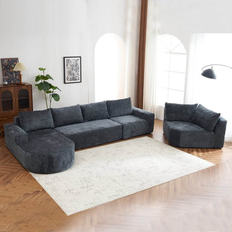 Oversized Modular Sectional Sofa Set Grey Chenille - Driftwood - Sleep Galleria
