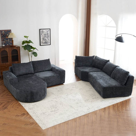 Oversized Modular Sectional Sofa Set Grey Chenille - Driftwood - Sleep Galleria