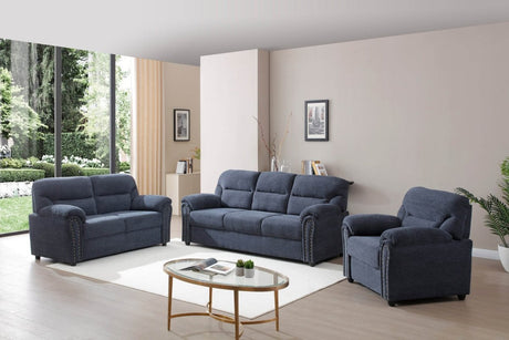 Plush Upholstered Blue Chenille 3 - Seat Sofa - Driftwood - Sleep Galleria