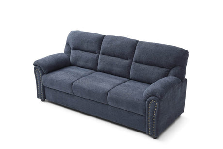 Plush Upholstered Blue Chenille 3 - Seat Sofa - Driftwood - Sleep Galleria
