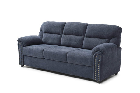 Plush Upholstered Blue Chenille 3 - Seat Sofa - Driftwood - Sleep Galleria