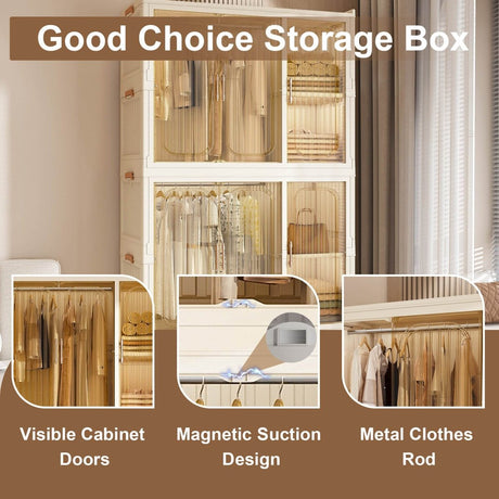 Portable Children’s Wardrobe Closet Organizer With Magnetic Doors - Sleep Galleria