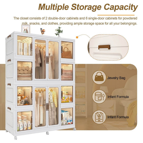 Portable Children's Wardrobe Closet Organizer With Magnetic Doors - Sleep Galleria