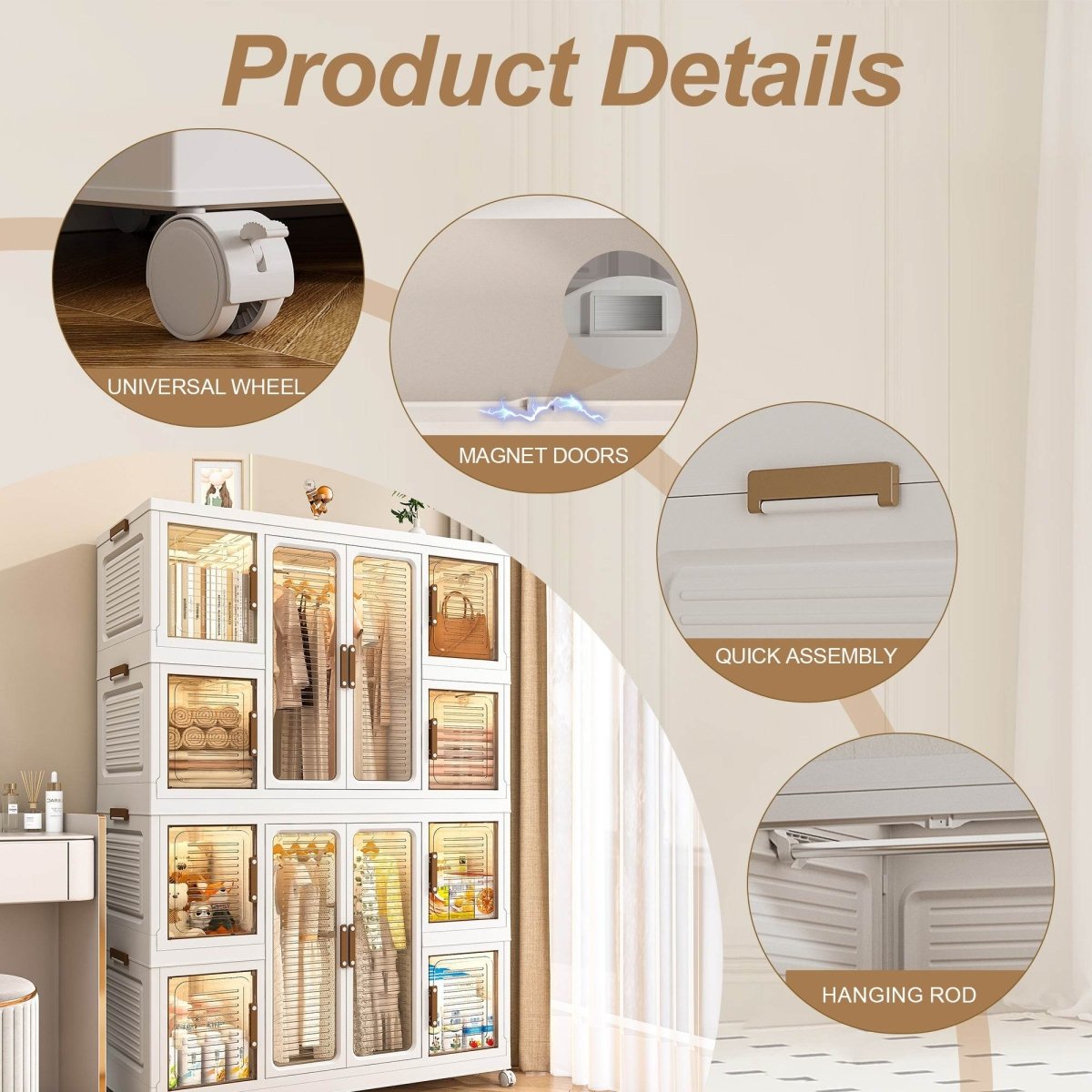 Portable Children's Wardrobe Closet Organizer With Magnetic Doors - Sleep Galleria