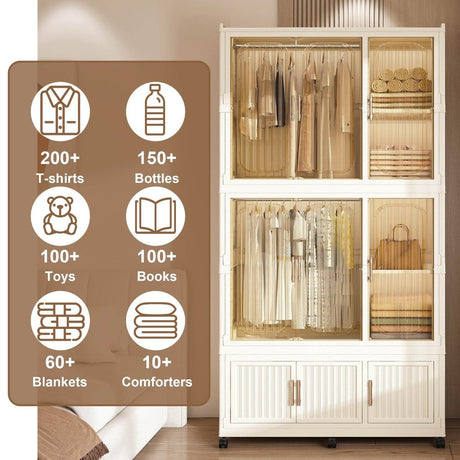 Portable Children’s Wardrobe Closet Organizer With Magnetic Doors - Sleep Galleria