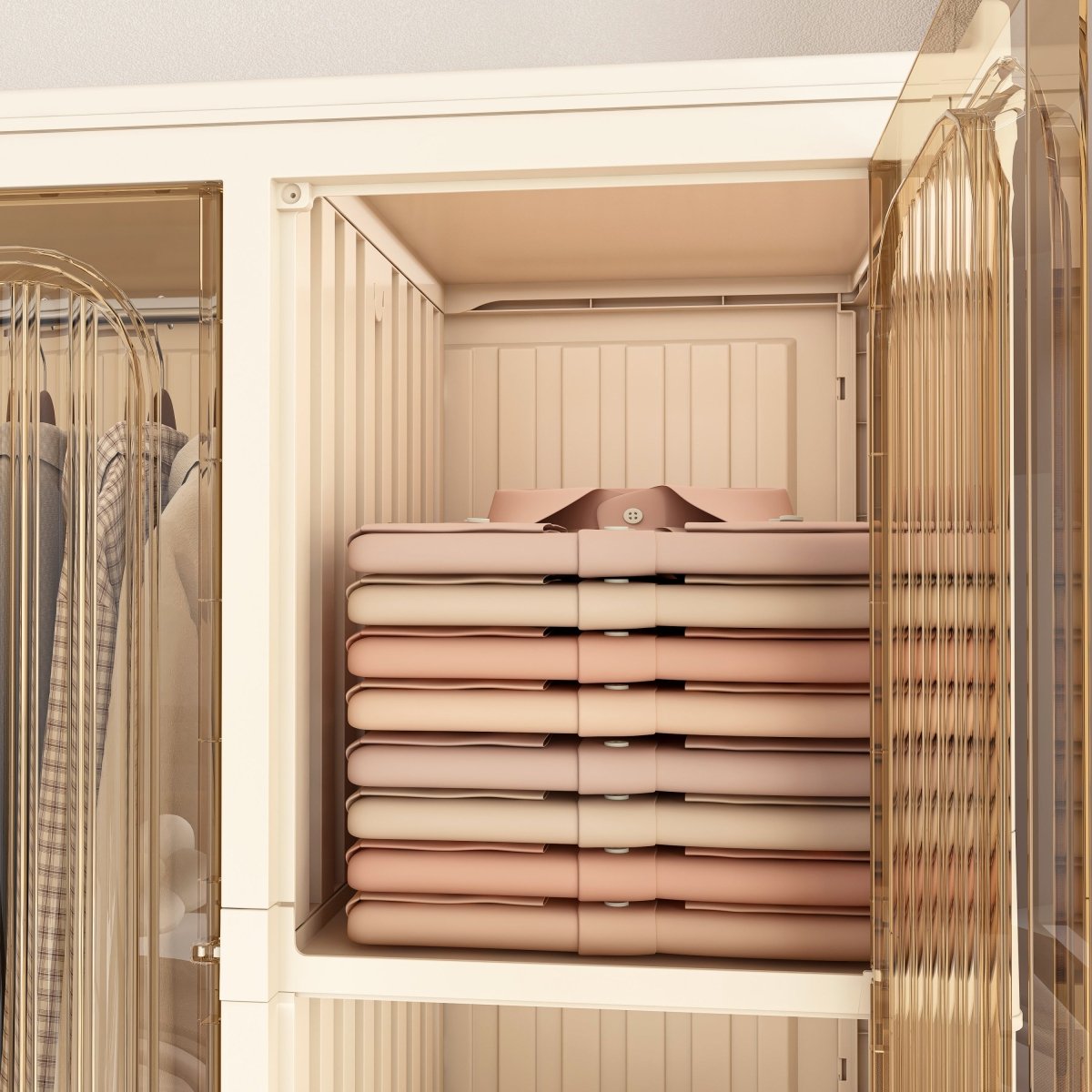 Portable Wardrobe Closet Organizer With Magnetic Doors - Driftwood - Sleep Galleria
