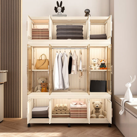 Portable Wardrobe Closet Organizer With Magnetic Doors - Driftwood - Sleep Galleria