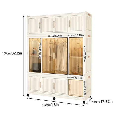 Portable Wardrobe Closet Organizer With Magnetic Doors - Driftwood - Sleep Galleria