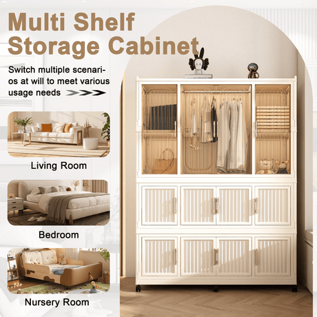 Portable Wardrobe Closet Organizer With Magnetic Doors - Driftwood - Sleep Galleria