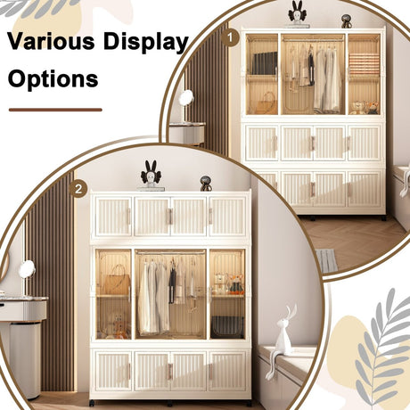 Portable Wardrobe Closet Organizer With Magnetic Doors - Driftwood - Sleep Galleria