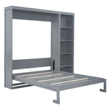 Queen Murphy Wall Bed With Shelves Solid Wood - Sleep Galleria