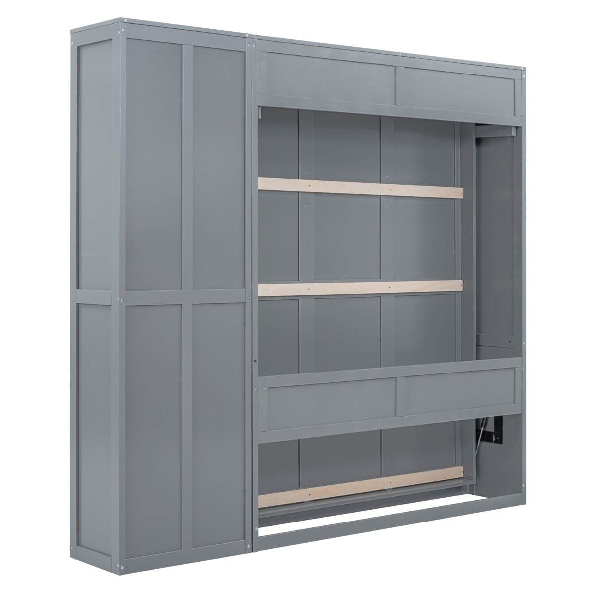 Queen Murphy Wall Bed With Shelves Solid Wood - Sleep Galleria