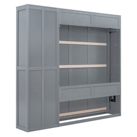 Queen Murphy Wall Bed With Shelves Solid Wood - Sleep Galleria