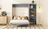 Queen Murphy Wall Bed With Shelves Solid Wood - Sleep Galleria